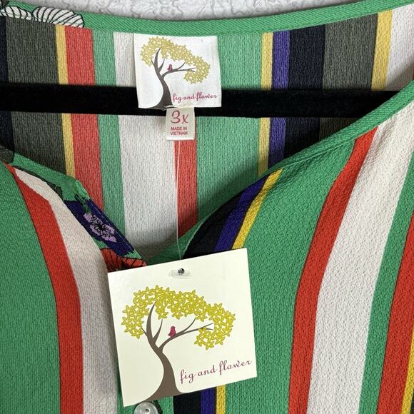 NWT Anthropologie Fig and Flower Tunic Top Women’s Size 3X Floral Stripe - Picture 4 of 6